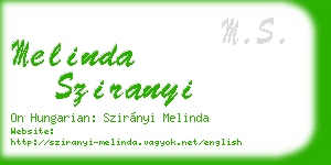 melinda sziranyi business card